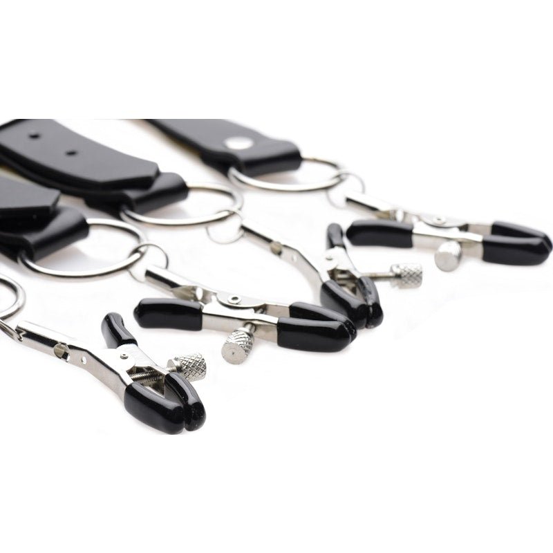 Labia Spreader Straps with Clamps - Adult Toys