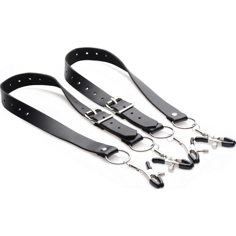 Labia Spreader Straps with Clamps - Adult Toys