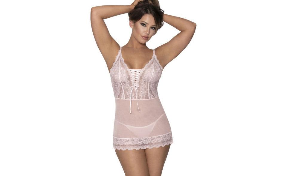 Lace Chemise and G-String Blush - Naughty by Nature Adult Store