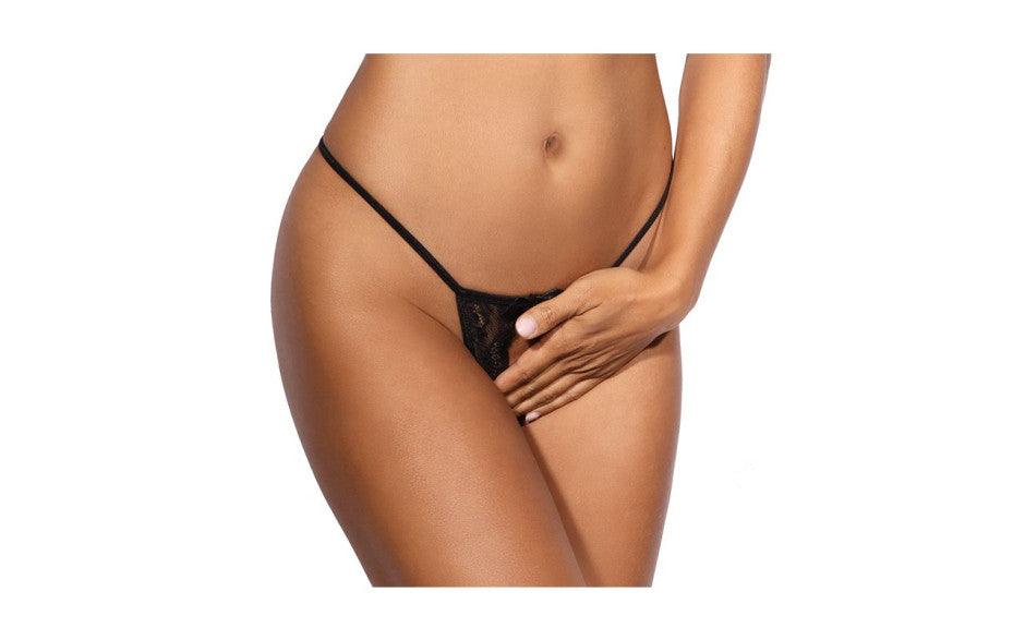 Lace Open Front G-String Black - Naughty by Nature Adult Store