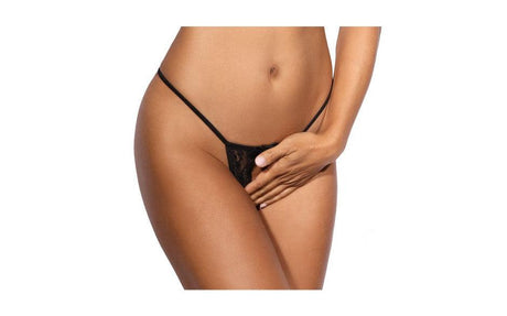 Lace Open Front G-String Black - Naughty by Nature Adult Store