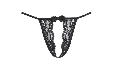 Lace Open Front G-String Black - Naughty by Nature Adult Store