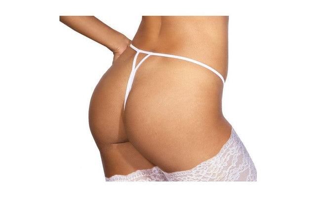 Lace Open Front G - String White - Lingerie