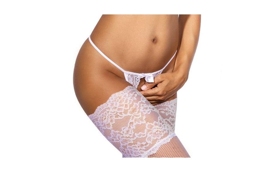 Lace Open Front G-String White - Naughty by Nature Adult Store