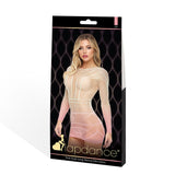 Lapdance Lingerie Pink Dusk Long Sleeve Mini Dress Cream Pink One Size - LINGERIE & BODY WEAR