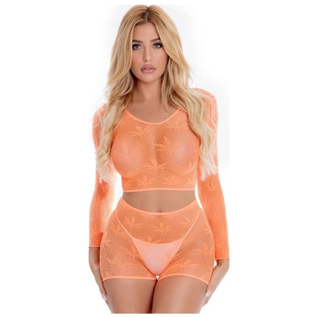 Leaf It To Me Short Set Orange - Lingerie