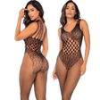 Leopard Fishnet Bodystocking Black - Lingerie