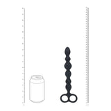 Levelz Beaded Silicone Anal Probe With Double Loop Black 24.5cm - ANAL TOYS