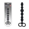 Levelz Beaded Silicone Anal Probe With Double Loop Black 24.5cm - ANAL TOYS