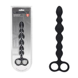 Levelz Beaded Silicone Anal Probe With Double Loop Black 24.5cm - ANAL TOYS