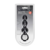 LEVELZ Beaded Silicone Anal Probe With Loop Black 15.3cm - ANAL TOYS