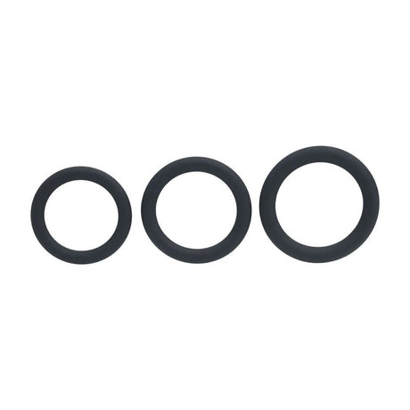 Levelz Classic Silicone Cock Ring Set L XL XXL Black - COCK RINGS
