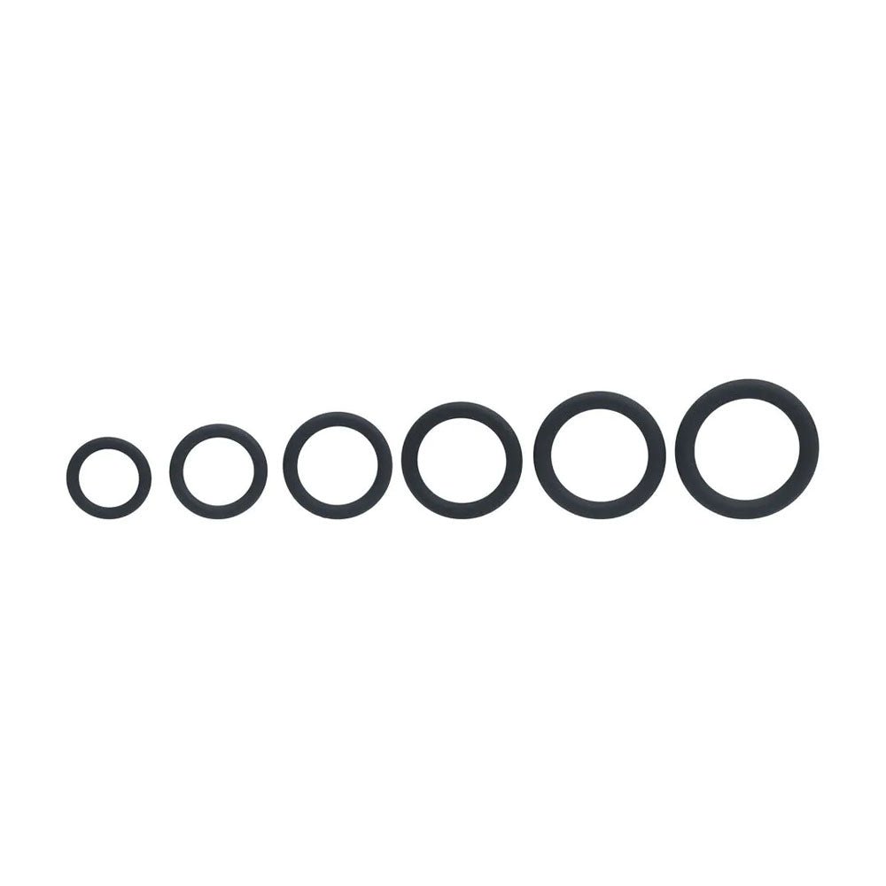 Levelz Classic Silicone Cock Ring Set Of 6 Sizes Black - COCK RINGS