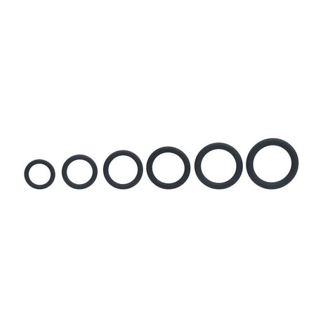 Levelz Classic Silicone Cock Ring Set Of 6 Sizes Black - COCK RINGS