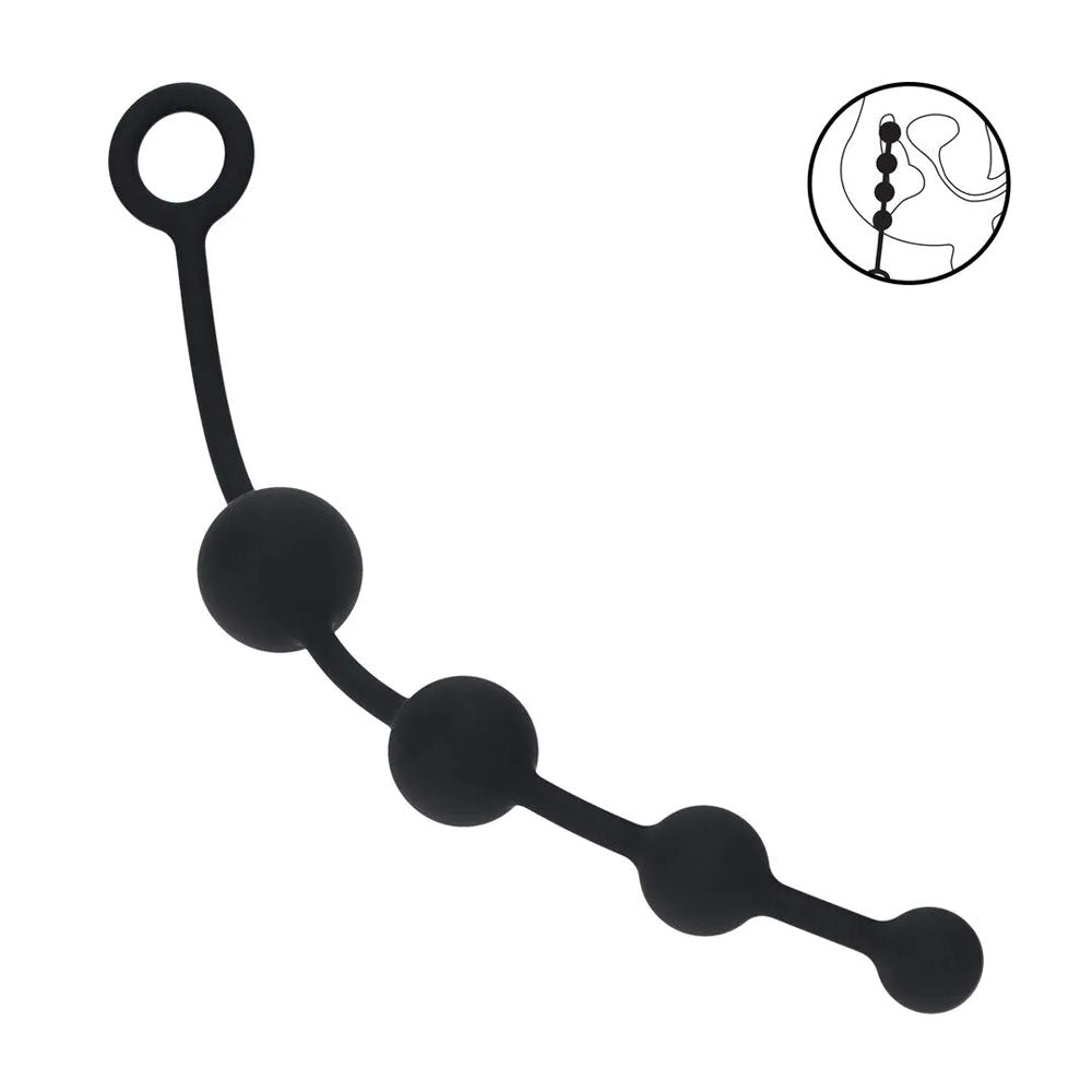 Levelz Curved Flexible Silicone Anal Beads Black 29.5 cm - ANAL TOYS