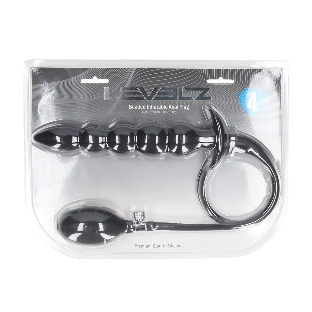 LEVELZ Premium Beaded Inflatable Anal Plug Black Butt Plug - ANAL TOYS