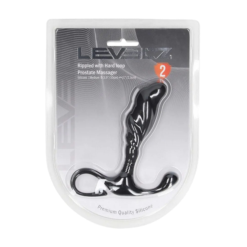 Levelz Rippled Prostate Massager Hard Loop Medium Black - ANAL TOYS