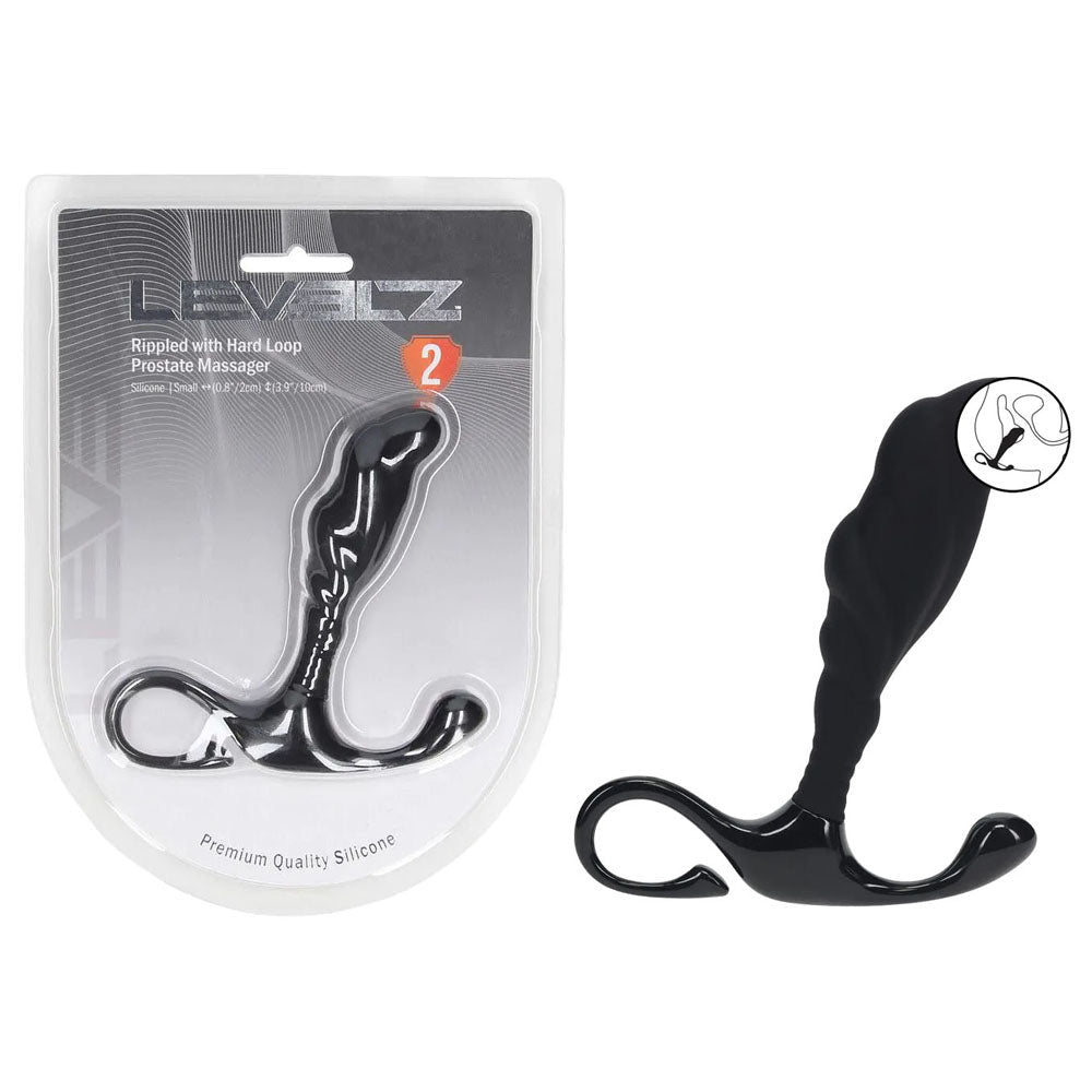 LEVELZ Rippled Prostate Massager With Hard Loop Small Black - ANAL TOYS