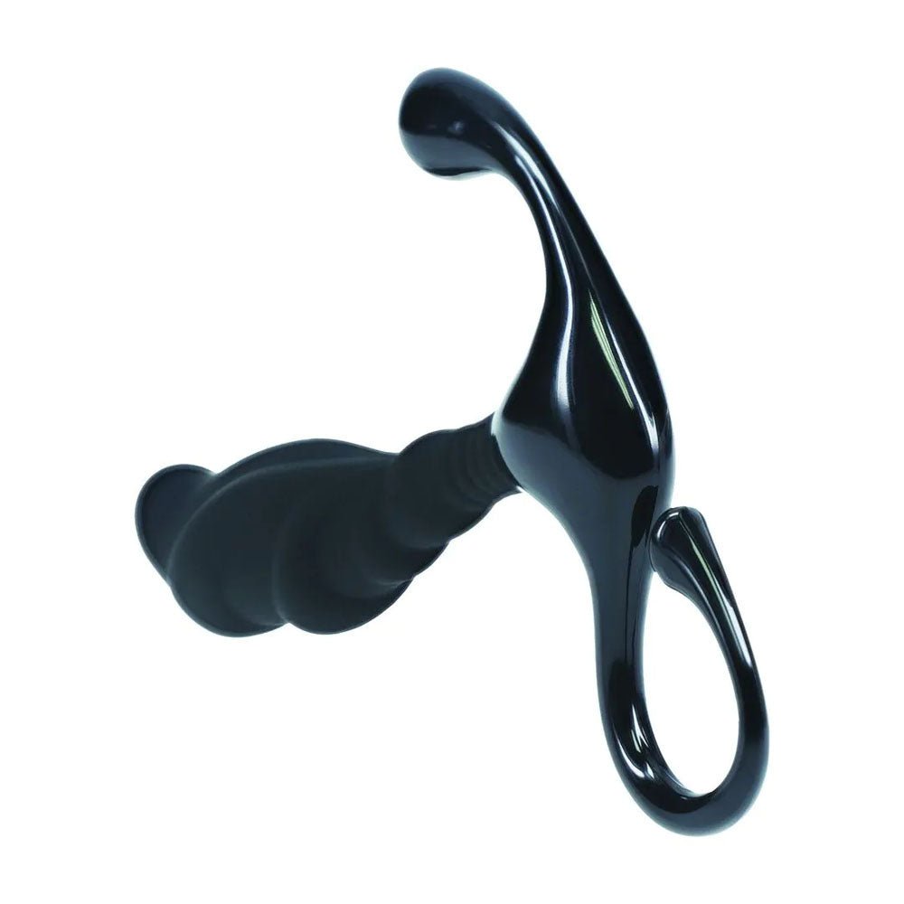 LEVELZ Rippled Prostate Massager With Hard Loop Small Black - ANAL TOYS