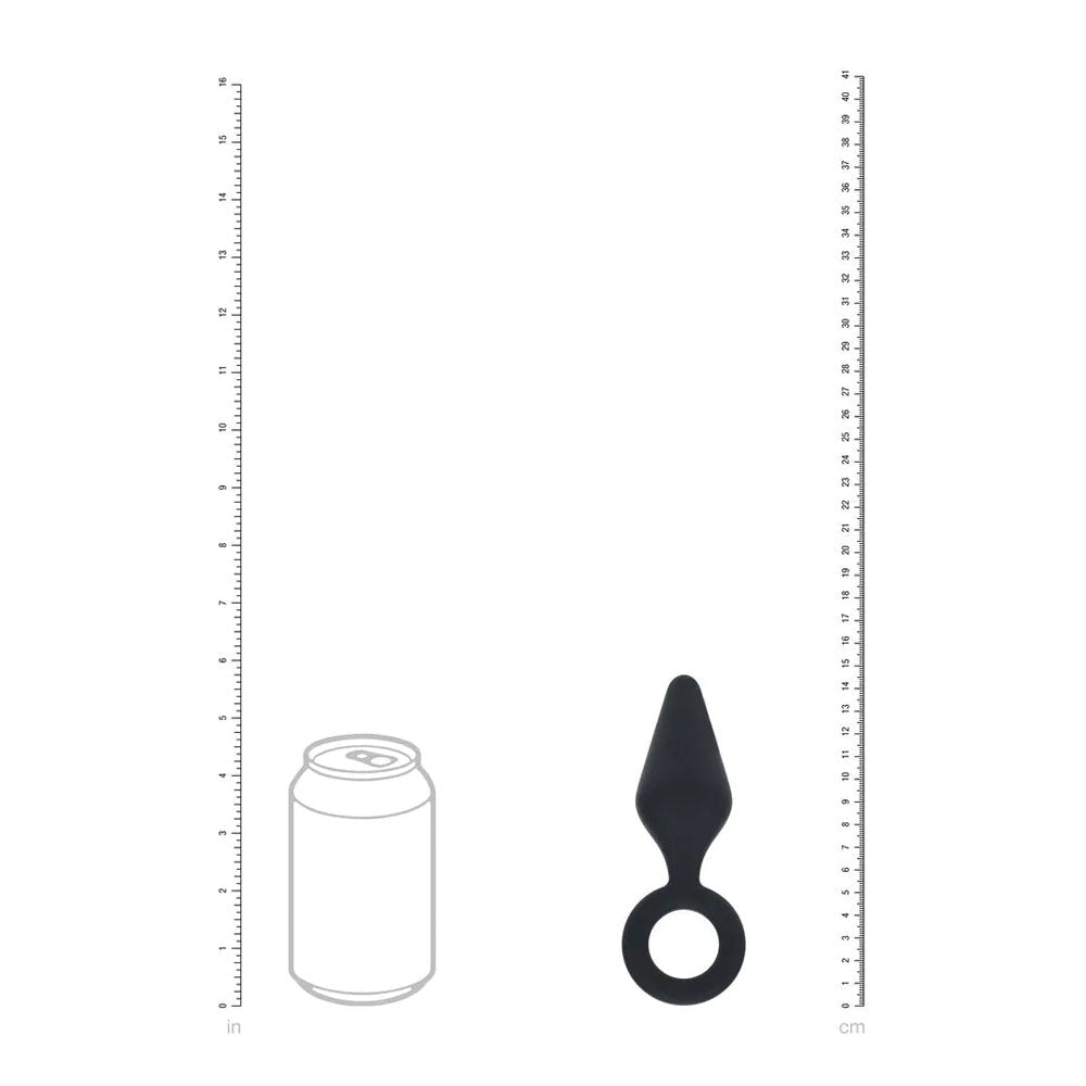 Levelz Silicone Anal Plug With Loop Medium Black Butt Plug - ANAL TOYS
