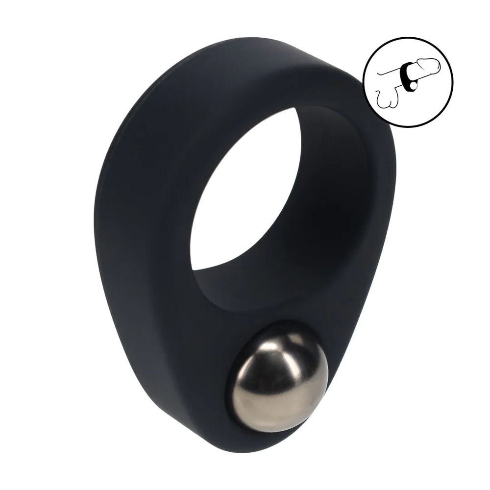 LEVELZ Single Weighted Ball Cock Ring Black - COCK RINGS
