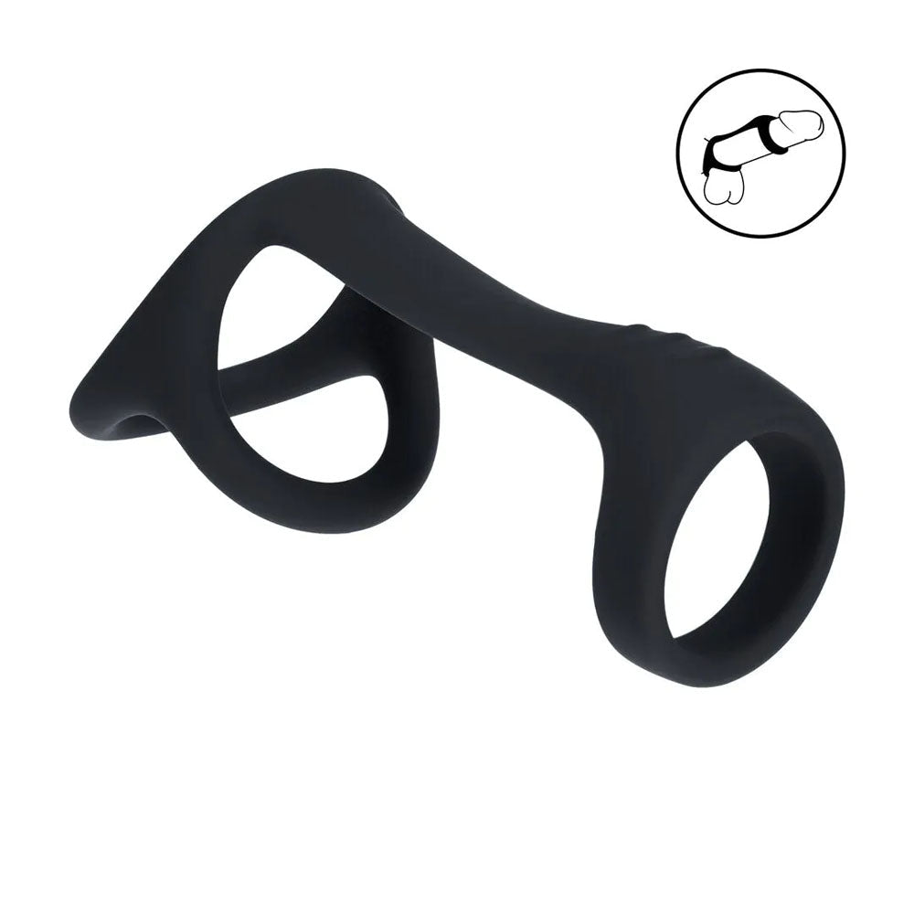 Levelz Tri O Silicone Shaft Cock and Ball Ring Black - COCK RINGS