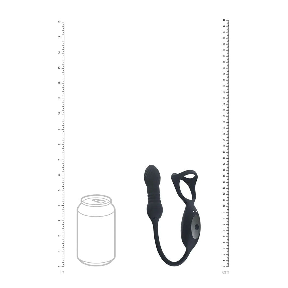 Levelz TriO Vibrating Thrusting Cock Ring With Prostate Stimulator Black - COCK RINGS