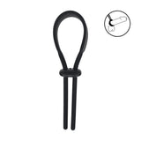 Levelz Wide Adjustable Silicone Lasso Cock Ring Black - COCK RINGS