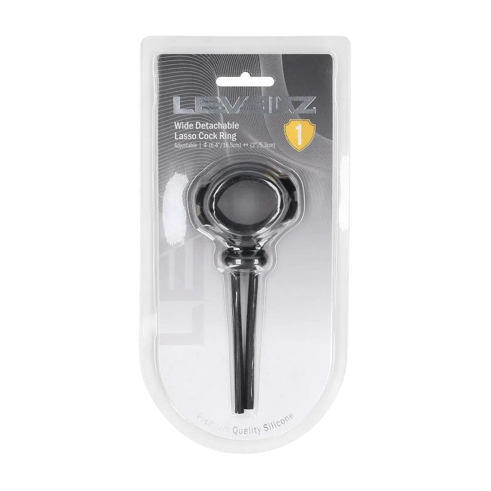 Levelz Wide Detachable Lasso Cock Ring Black Adjustable - COCK RINGS