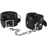 Locking Padded Wrist Cuffs with Chain - Adult Toys