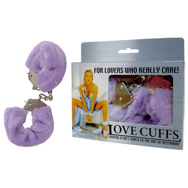 Love Cuffs - Purple Fluffy Skin Hand Cuffs - BONDAGE - TOYS