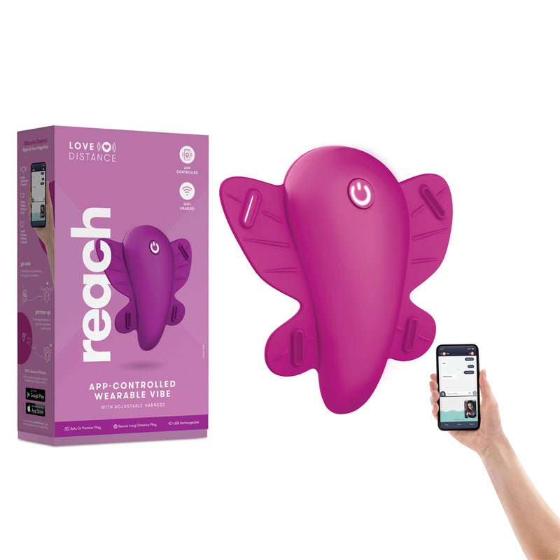 Love Distance REACH - Rose Rechargeable Strap - On Stimulator with App Control - STIMULATORS