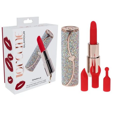Loveline Sparkle Red USB Rechargeable Lipstick Vibrator 8.3cm - VIBRATORS