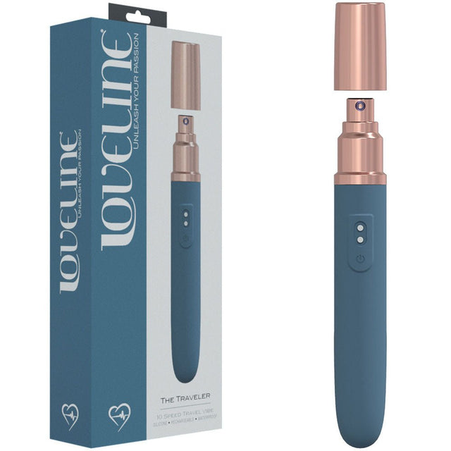 LOVELINE The Traveler - Blue Vibrator with Lube Applicator - VIBRATORS