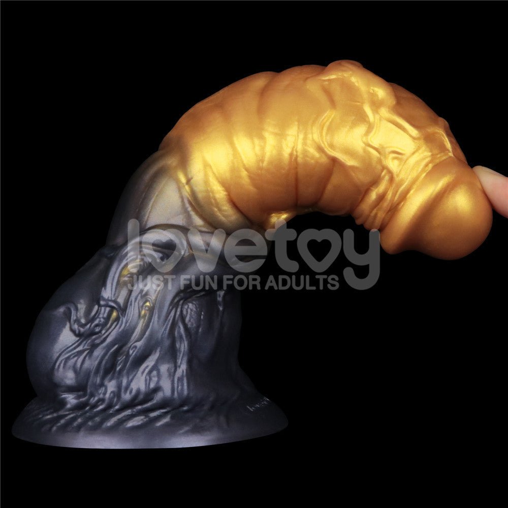 Lovetoy Aerosx 7.5 Inch Dual Density Inflatable Dildo - Gold/Blue - DONGS