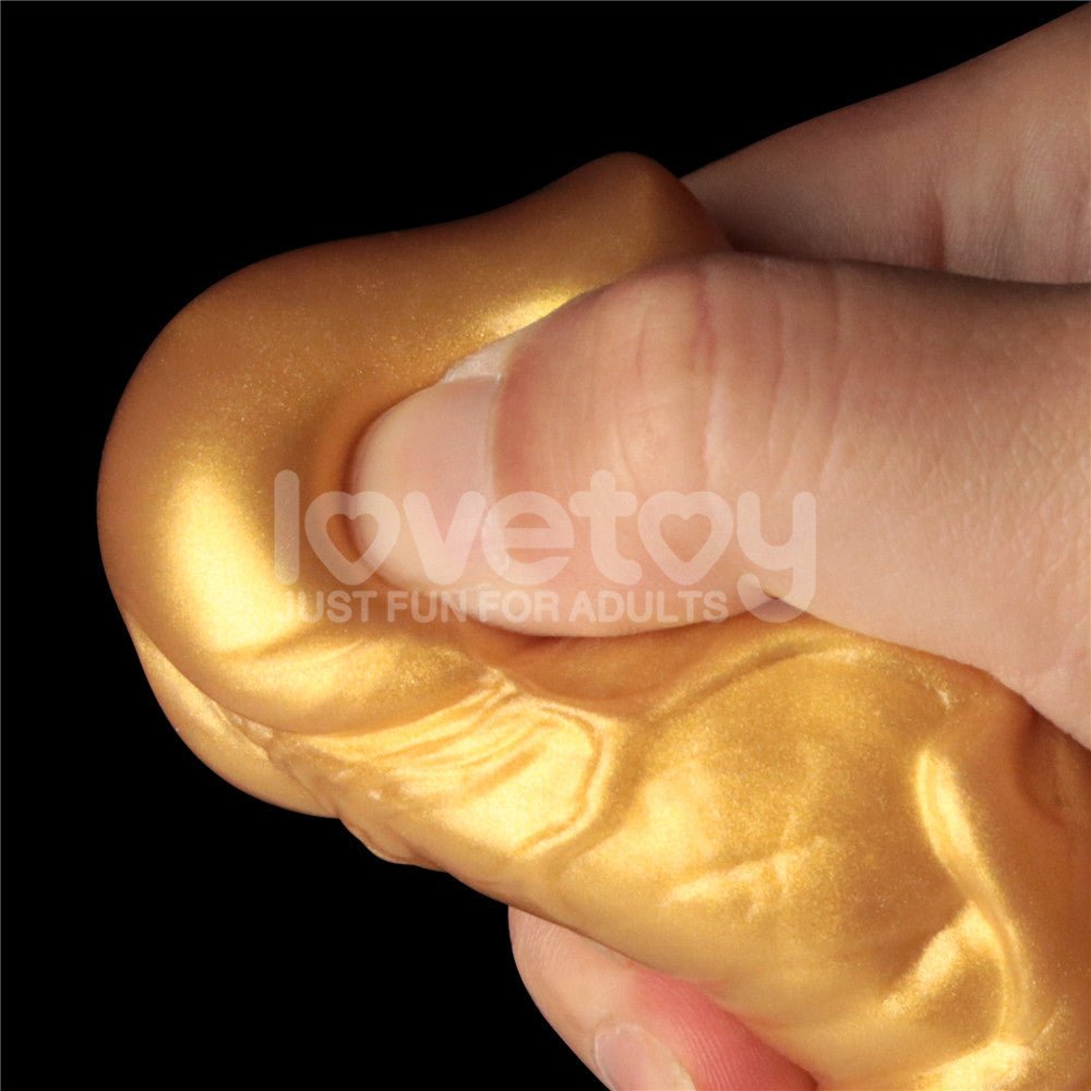 Lovetoy Aerosx 7.5 Inch Dual Density Inflatable Dildo - Gold/Blue - DONGS