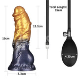Lovetoy Aerosx 7.5 Inch Dual Density Inflatable Dildo - Gold/Blue - DONGS