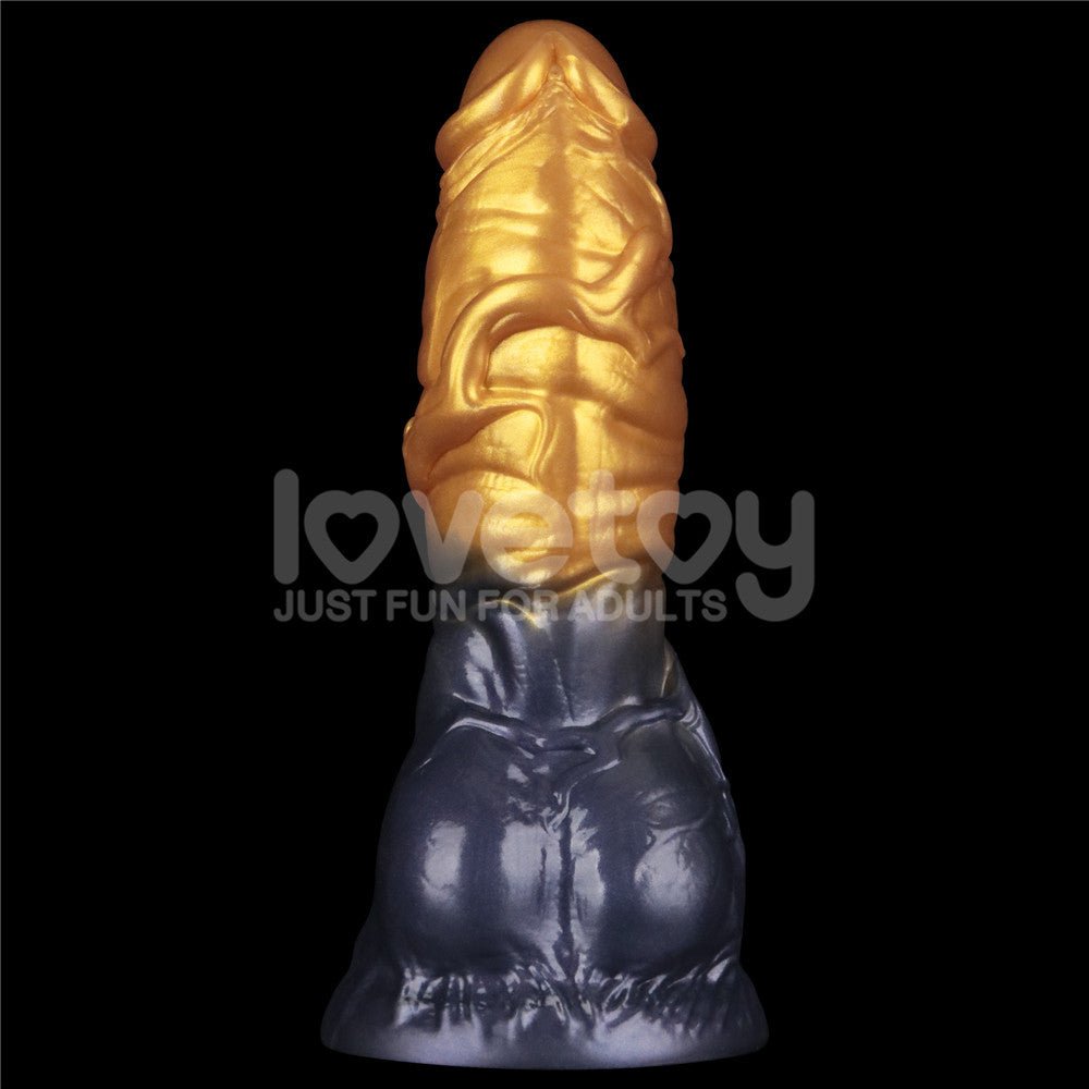 Lovetoy Aerosx 7.5 Inch Dual Density Inflatable Dildo - Gold/Blue - DONGS