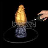 Lovetoy Aerosx 7.5 Inch Dual Density Inflatable Dildo - Gold/Blue - DONGS