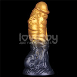 Lovetoy Aerosx 7.5 Inch Dual Density Inflatable Dildo - Gold/Blue - DONGS