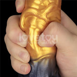 Lovetoy Aerosx 7.5 Inch Dual Density Inflatable Dildo - Gold/Blue - DONGS
