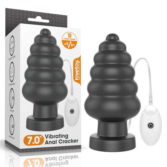 Lovetoy King Sized 7'' Vibrating Anal Cracker – XL PVC Butt Plug with Suction - Anal Toys