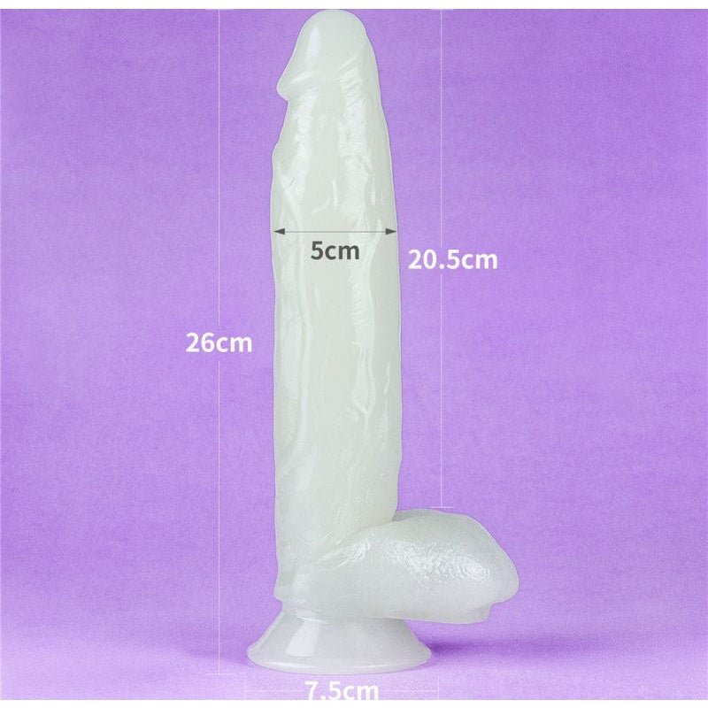Lovetoy Lumino Glow in the Dark Realistic Dildo with Suction Base - 10" - Adult Toys