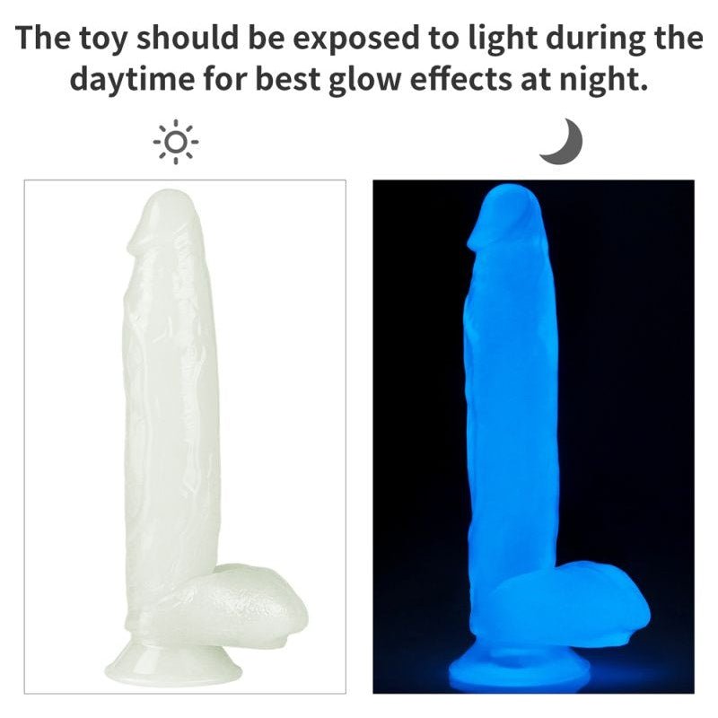 Lovetoy Lumino Glow in the Dark Realistic Dildo with Suction Base - 10" - Adult Toys