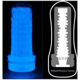 Lovetoy Lumino Play Ribbed Masturbator – Glow in the Dark TPE Stroker - Adult Toys