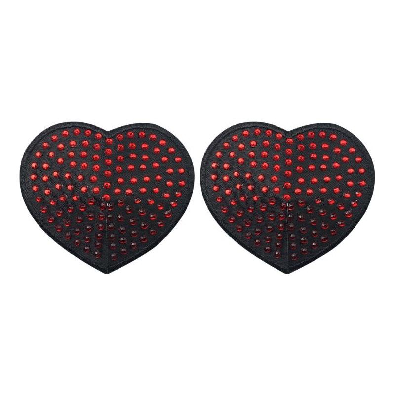 Lovetoy Red Diamond Heart Nipple Pasties – Reusable Adhesive Covers - Adult Toys