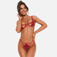 Luise Sublim 2 Pc Bra Panty Crotchless Set Red - Lingerie