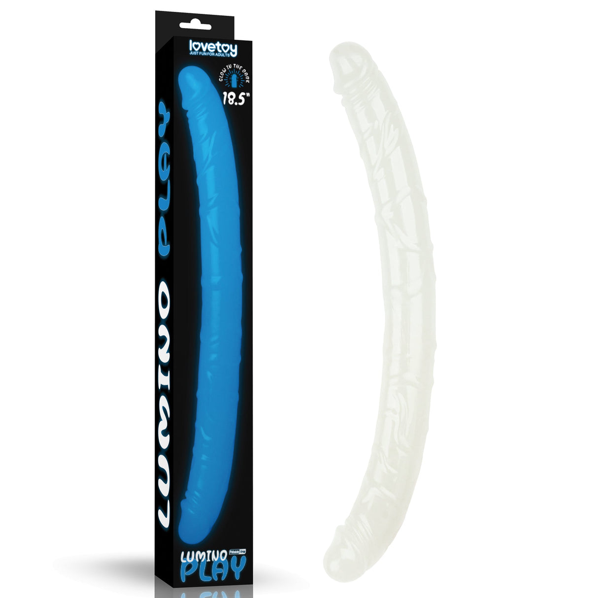 Lumino Play 18.5'' Double Dildo - Glow in the Dark Blue 47 cm Double Dong - DONGS