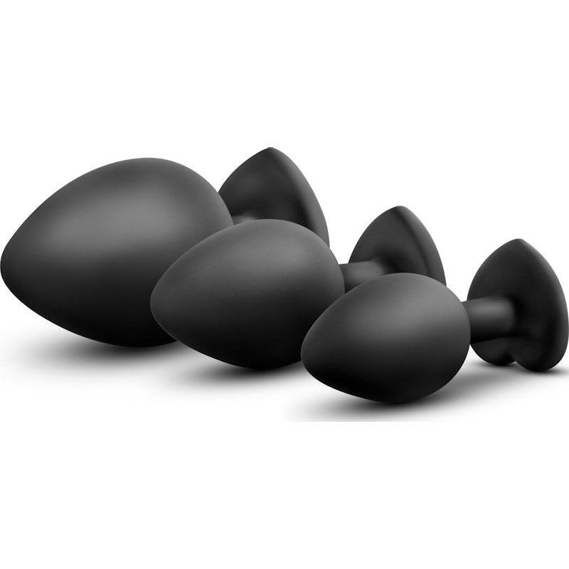 Luxe Bling Plugs Training Kit Black With Clear Gems - Adult Toys