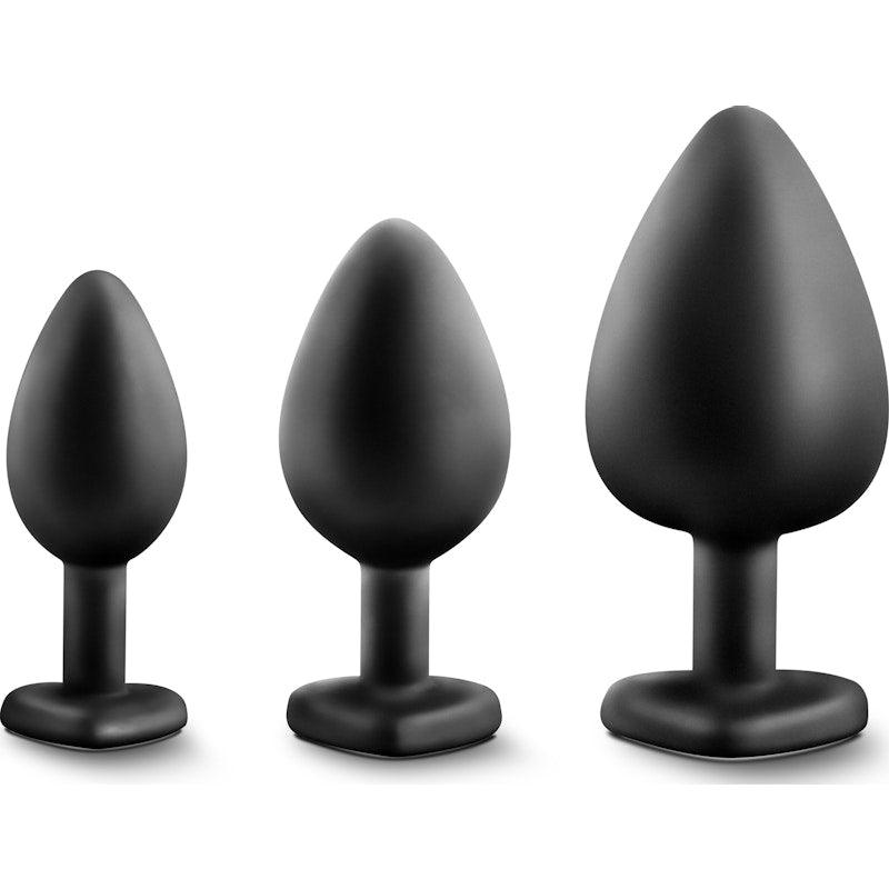 Luxe Bling Plugs Training Kit Black With Clear Gems - Adult Toys